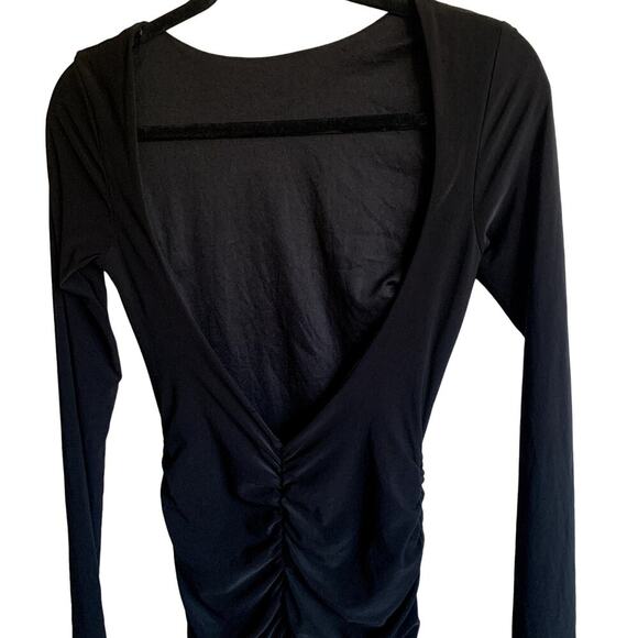 Lulus Black Ruched Open Back Long Sleeve Mini Dress Size XS NWT - Picture 9 of 16